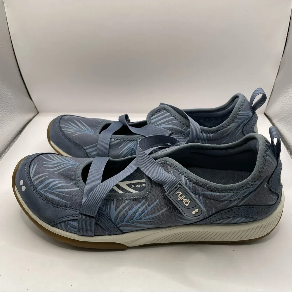 Ryka Kailee Comfort Shoe Textile Blue Fern Design Size women’s 9m arch support - Picture 2 of 7